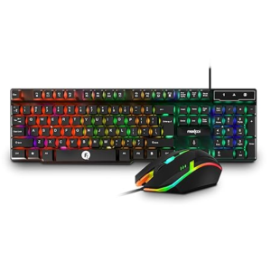 FRONTECH Wired Gaming Combo Keyboard and Optical Mouse with RGB Backlight Effects| 104 Membrane Keys | USB Plug & Play | Ergonomic & Comfortable Design (KB-0040, Black)